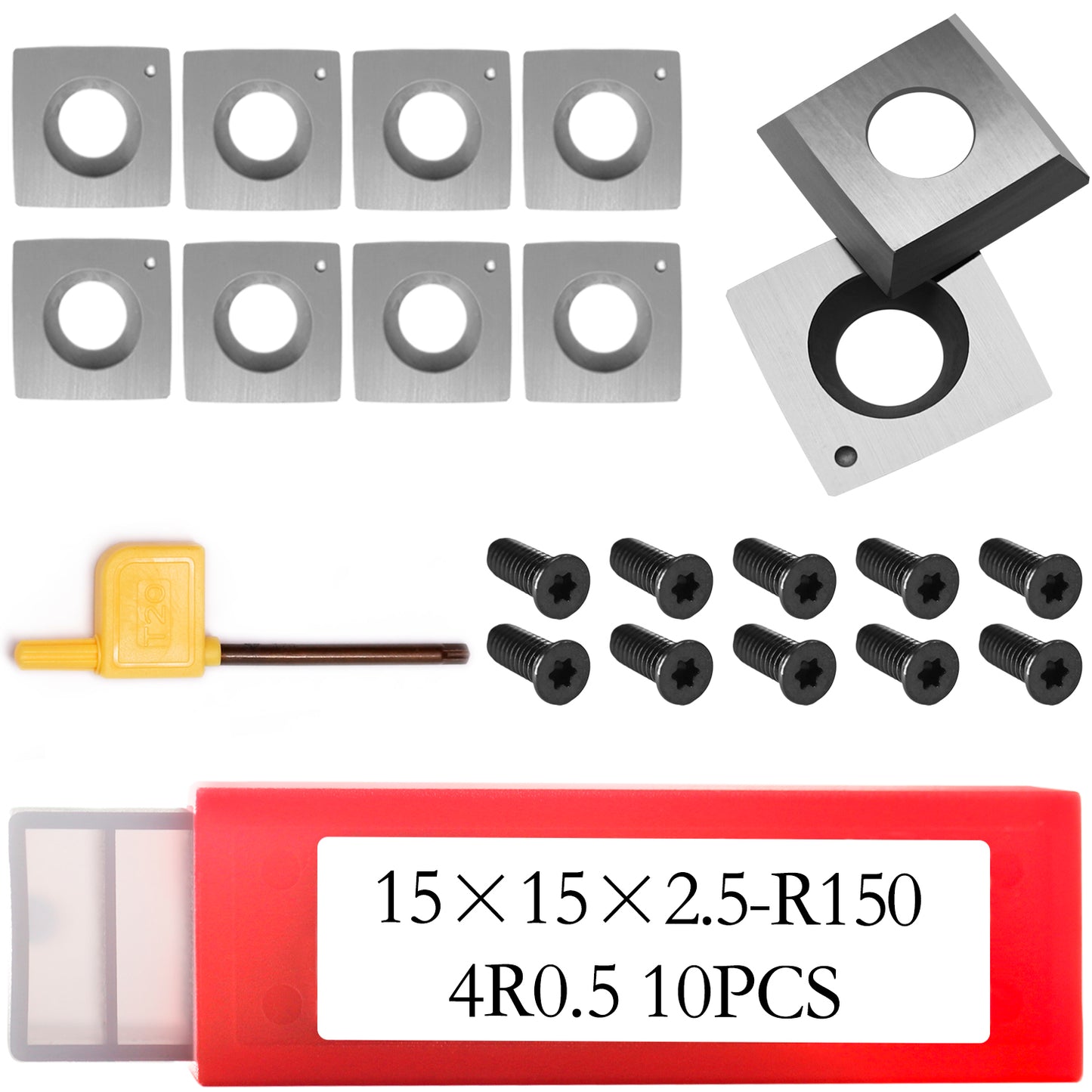 Square Carbide Inserts Blade 15x15x2.5mm-R150-4R0.5  For Sherwood/ Woodfast/ SCM/ Shop Fox/Jet/ Grizzly Planers