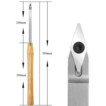Woodturning Carbide Detailer Lathe Tool with Diamond Shape Carbide Insert VEMN 160208 Blade 500 mm