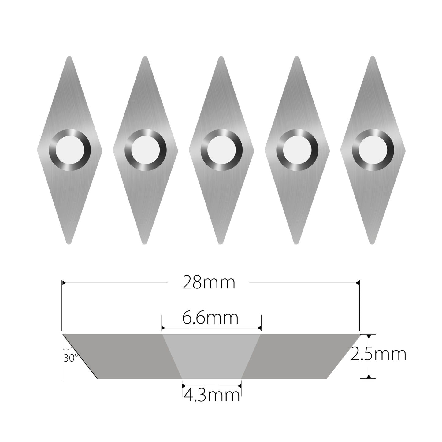 Woodturning Diamond Shape VEMN160208  Indexable  Ci4 Carbide Insert Knife Replacement Cutter for EWT  Detailer Wood Turning Tools