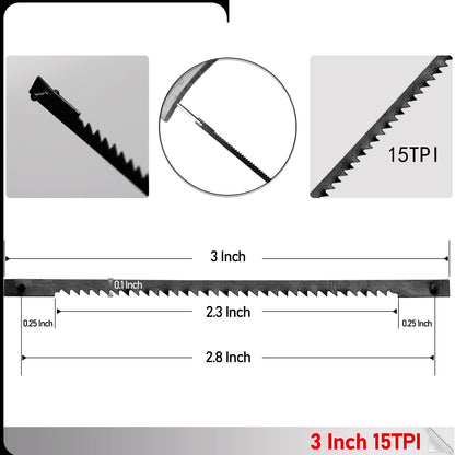 3" 76mm Pin End Scroll Saw Blades for Dremel 8029 8030 Delta Craftsman Emco Woodworking Power Tools 15TPI/ 18TPI/ 24 TPI-50Pcs