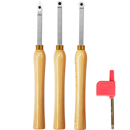 Woodturning Lathe Tools 12-3/5" Set Carbide Tipped Hollower Finisher Rougher Detailer with Wooden Handle 320 mm