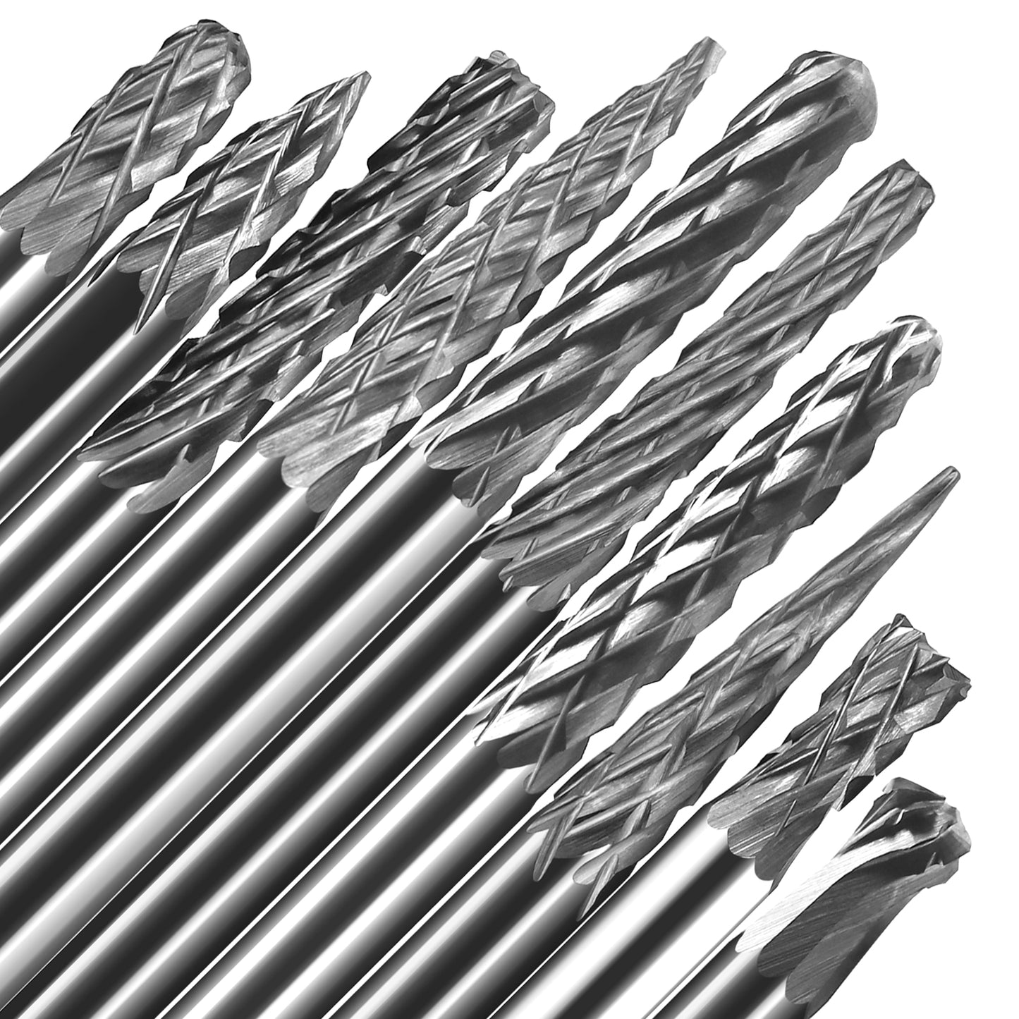 Carbide Burrs Cutters Set Double Single Cut 3mm 1/8" Inch Shank Diameter Carving Power Tool Parts 20Pcs
