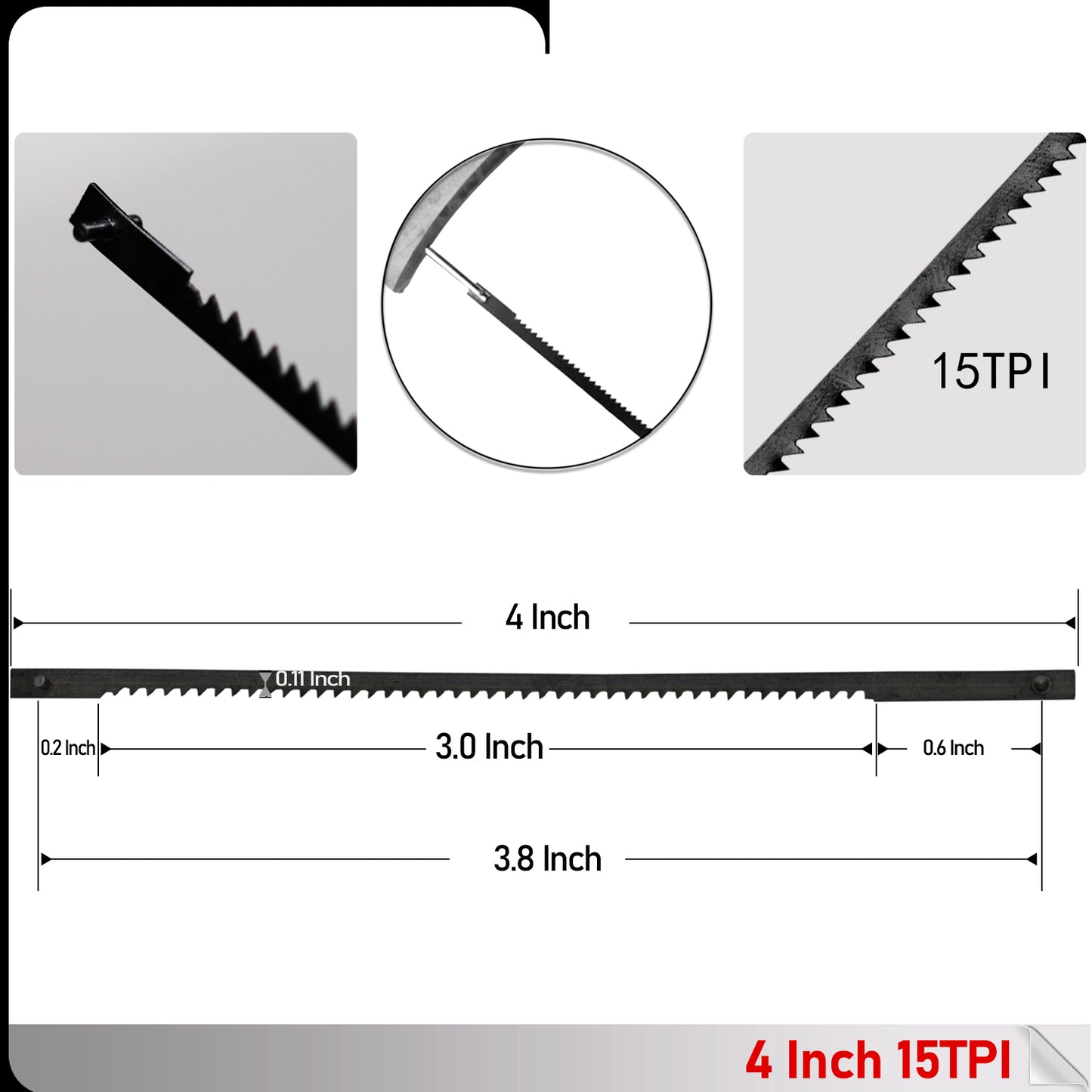 4 Inch 102mm Pin End Scroll Saw Blades for New Dremel Moto-Saw MS20 MS20-01 MS51-01 MS52-01 MS53-01 MSSB53 Woodworking Power Tools 15TPI 90°/ 15TPI/ 18TPI/ 24 TPI-50 Pcs