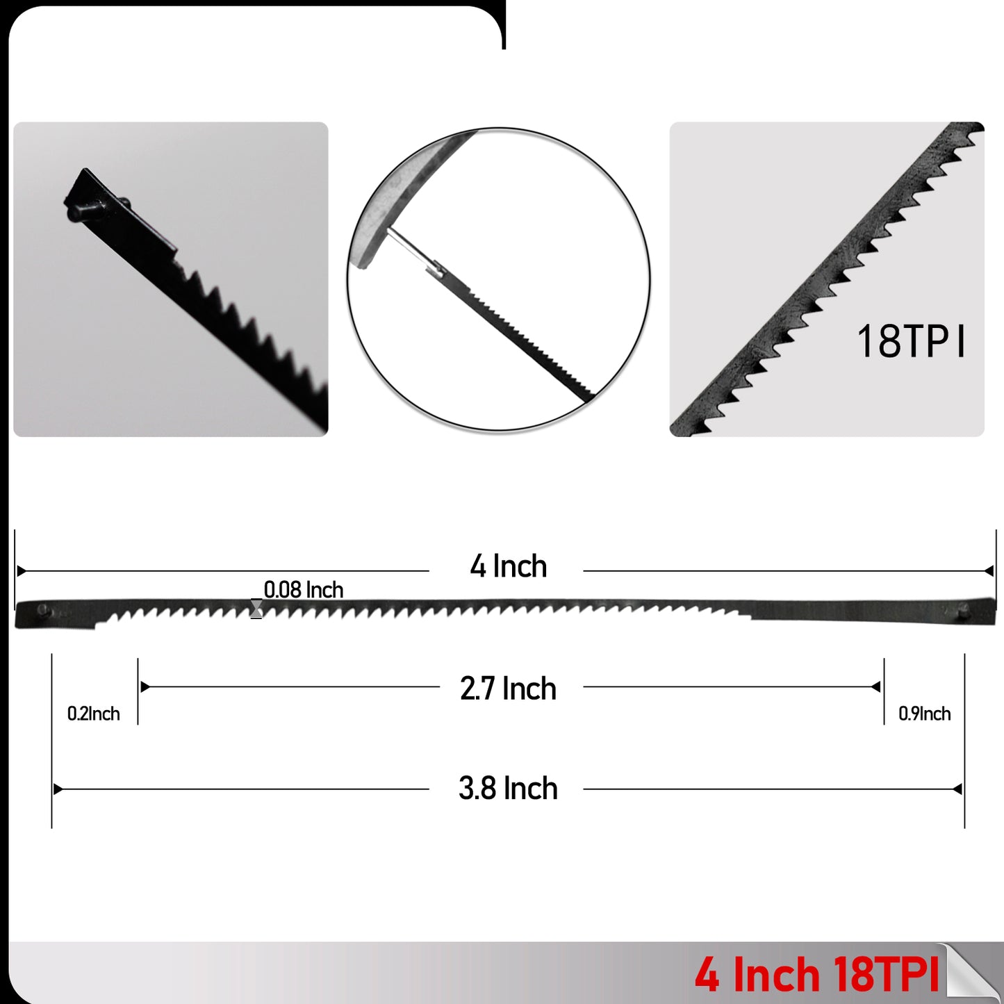 4 Inch 102mm Pin End Scroll Saw Blades for New Dremel Moto-Saw MS20 MS20-01 MS51-01 MS52-01 MS53-01 MSSB53 Woodworking Power Tools 15TPI 90°/ 15TPI/ 18TPI/ 24 TPI-50 Pcs