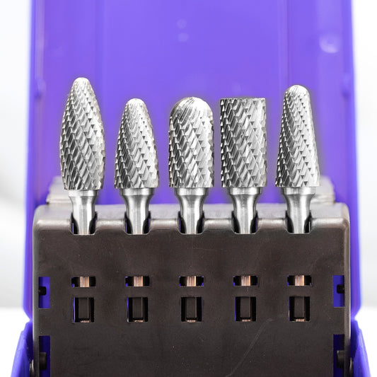 5 PCS Tungsten Carbide Burr Set 1/4 inch ( 6.35 mm) Shank Diameter Rotary Burr File,Set of 5 Pcs