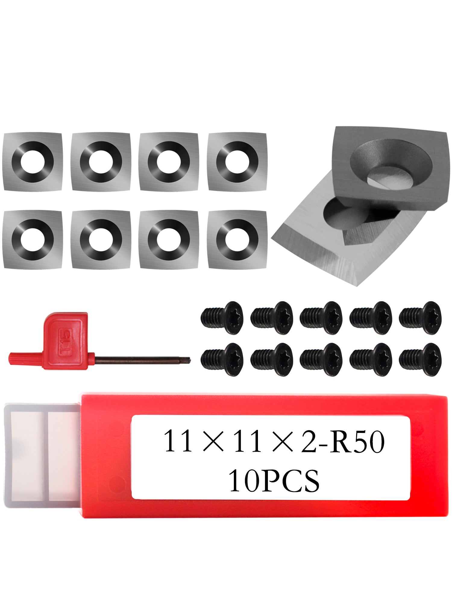 11mm square carbide replacement tips with radius 11x11x2mm-R50