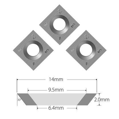 14×14×2 mm Indexable Carbide Insert Blades for Grizzly Spiral Cutterheads