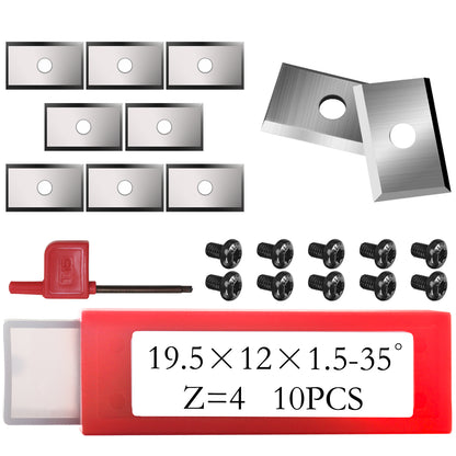 Carbide Inserts 19.5x12x1.5mm-35°,4-Edge Indexable Cutters for Woodworking Flush Trimming Router Bits