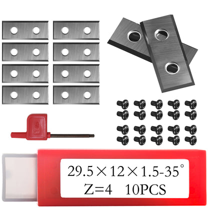Carbide Inserts 29.5x12x1.5mm-35° Z=4 Reversible Knives for Woodworking Flush Trimming Router Bit