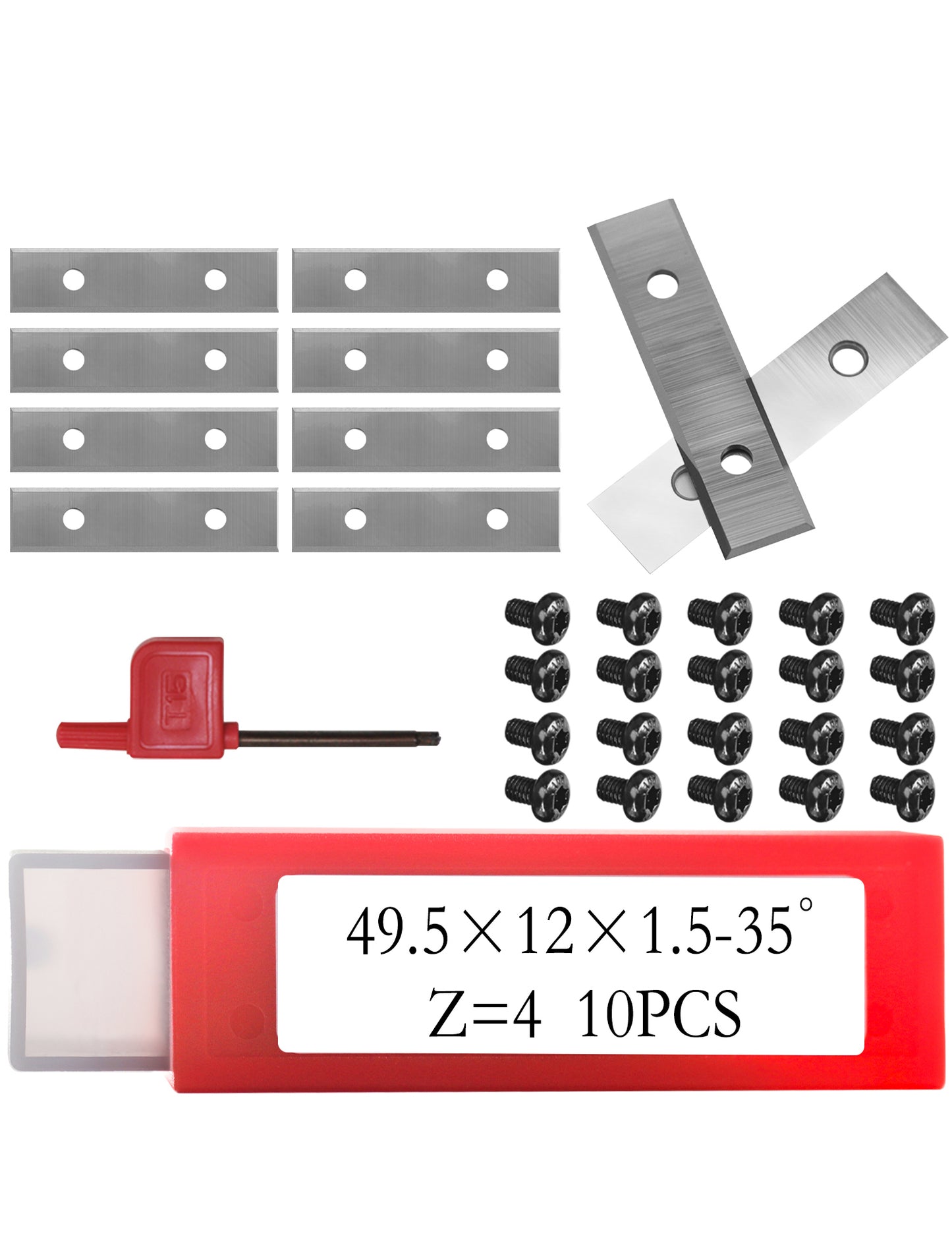 Carbide Inserts Cutter 49.5x12x1.5mm-35° Z=4 Tungsten Indexable Blade for Woodworking Flush Trimming Router Bits
