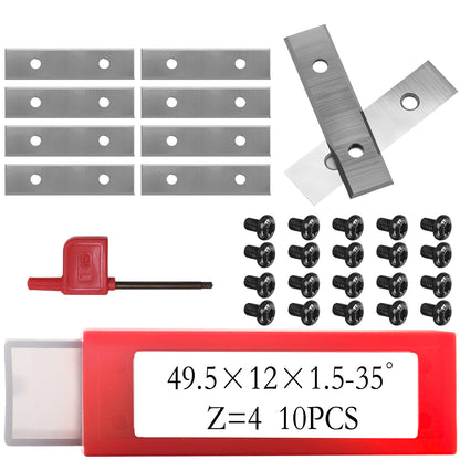 Carbide Inserts Cutter 49.5x12x1.5mm-35° Z=4 Tungsten Indexable Blade for Woodworking Flush Trimming Router Bits