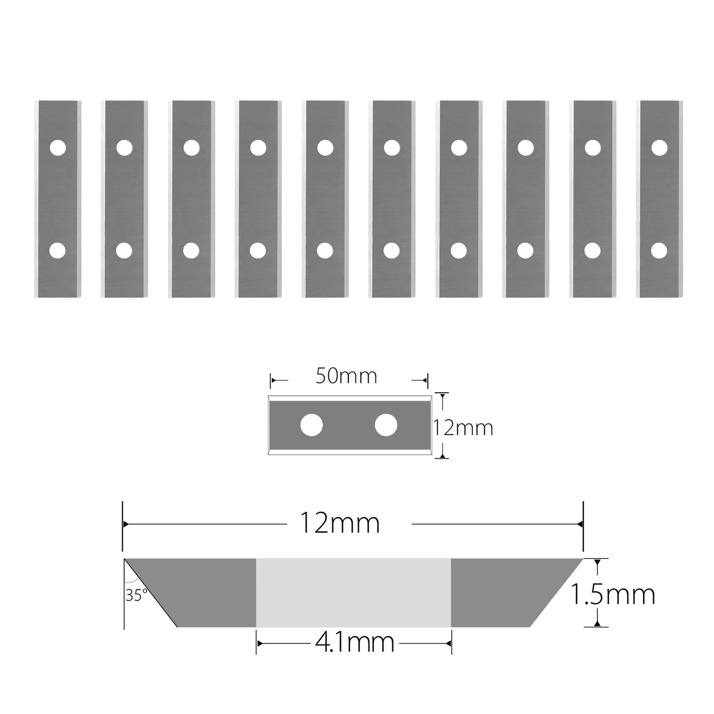 Tunsten Carbide Inserts  50x12x1.5mm-35° 2-Edge  Reversible Cutter for Paint Hand Holder Scraper or  Trimming Machine