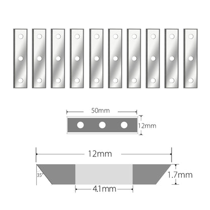 Woodworking Indexable Carbide Inserts Knife 50x12x1.7mm-35° Z=4  Reversible Cutter Replacement Blade for Surfacing Trimming Cutterheads or Hand Holder Scraper