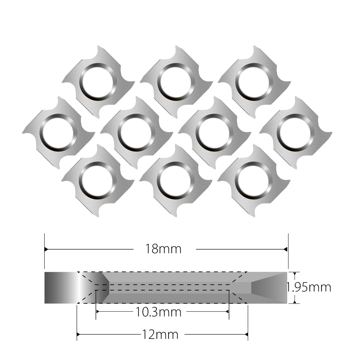 Tungsten Carbide Inserts Blade 18x18x1.95mm Woodworking Replacement Cutter for Grooving  Cutterhead