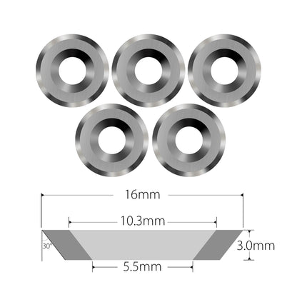 Woodturning Tungsten Carbide Inserts NA 16x3.0mm-30° Round Shape Replacement Cutters Indexable Blades for Finisher Wood Turning Tools