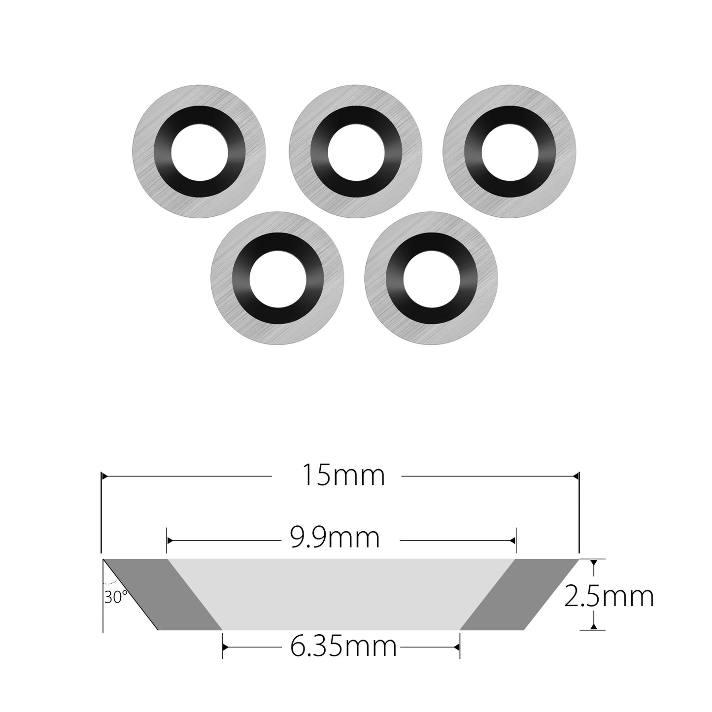 Woodturning Carbide Inserts 15x2.5mm-30°  Round Shape Replacemnt  Blades Ci0 Indexable Tungsten Cutters for EWT Finisher Wood Turning Tools