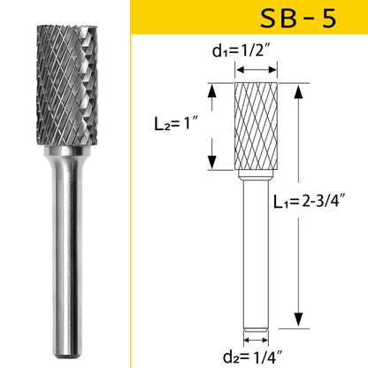 SB-5 Tungsten Carbide Burr 1/4 inch ( 6.35 mm) Shank  Rotary Burr File
