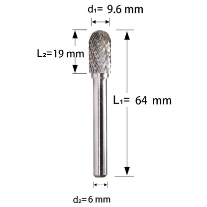 SC-3 Tungsten Carbide Burr 1/4 inch ( 6.35 mm) Shank Diameter Ball Nosed Cylinder Shape Rotary Burr File