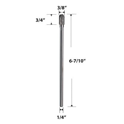 SC-3L6 Long Shank Tungsten Carbide Burr 1/4 inch ( 6.35 mm) Shank Diameter  Rotary Burr File