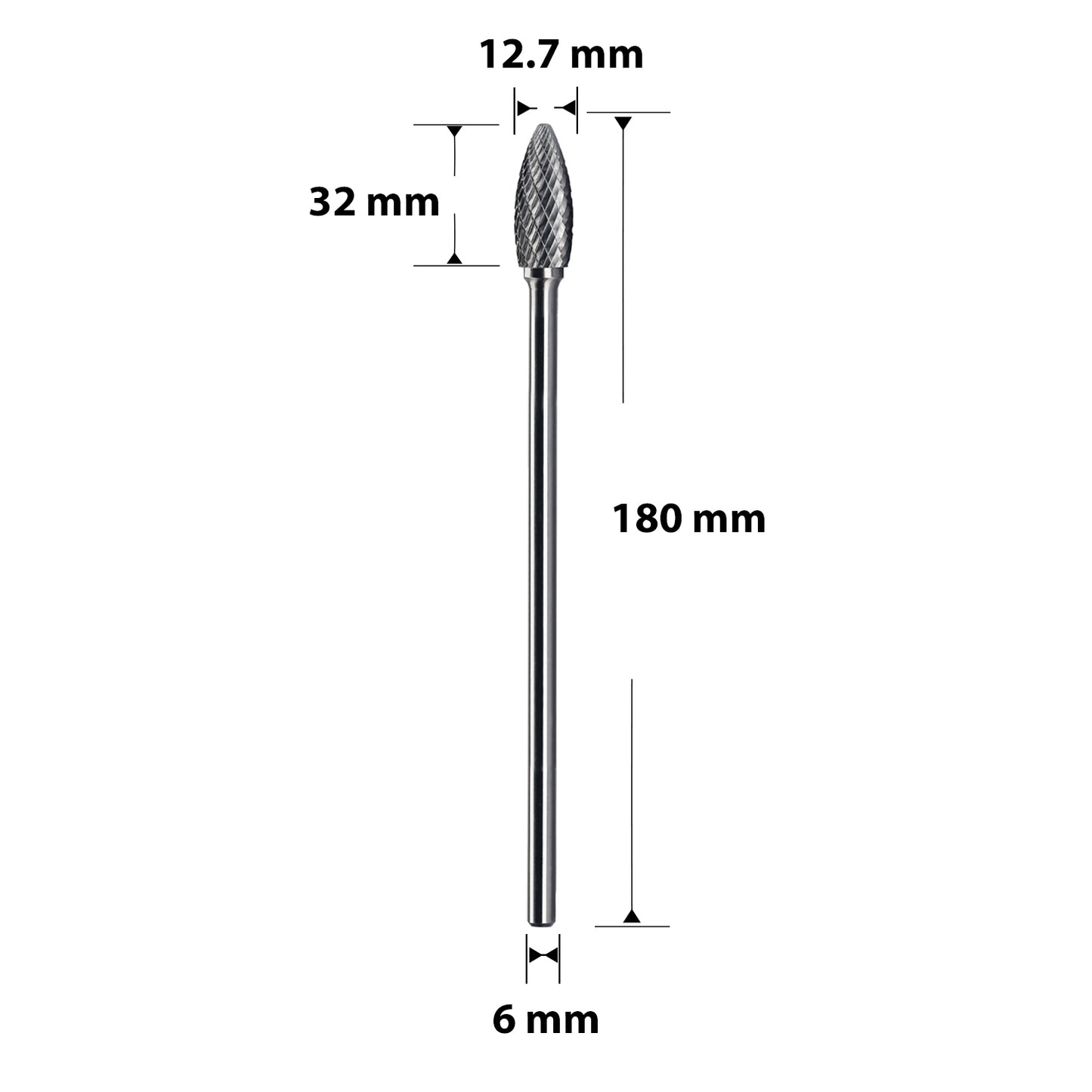 SH-5L6 Long Length Shank Tungsten Carbide Burr 1/4 inch (6.35 mm) Shank Rotary Burr File
