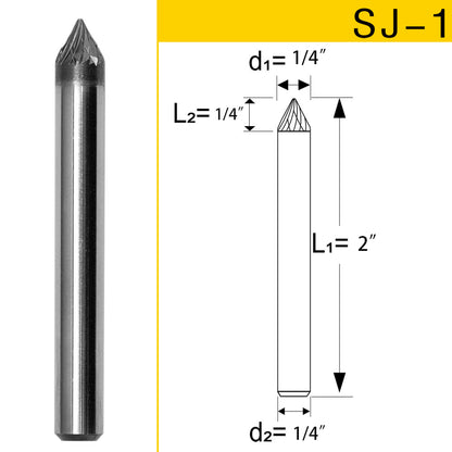 SJ-1 Tungsten Carbide Burr 60° Countersink 1/4 inch ( 6.35 mm) Shank Diameter Rotary Burr File