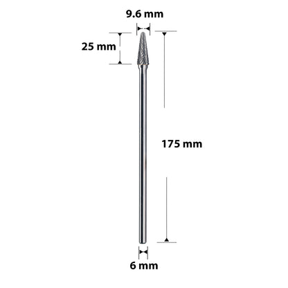 SL-3L6 Long Shank Tungsten Carbide Burr 1/4 inch ( 6.35 mm) Shank Diameter Rotary Burr File