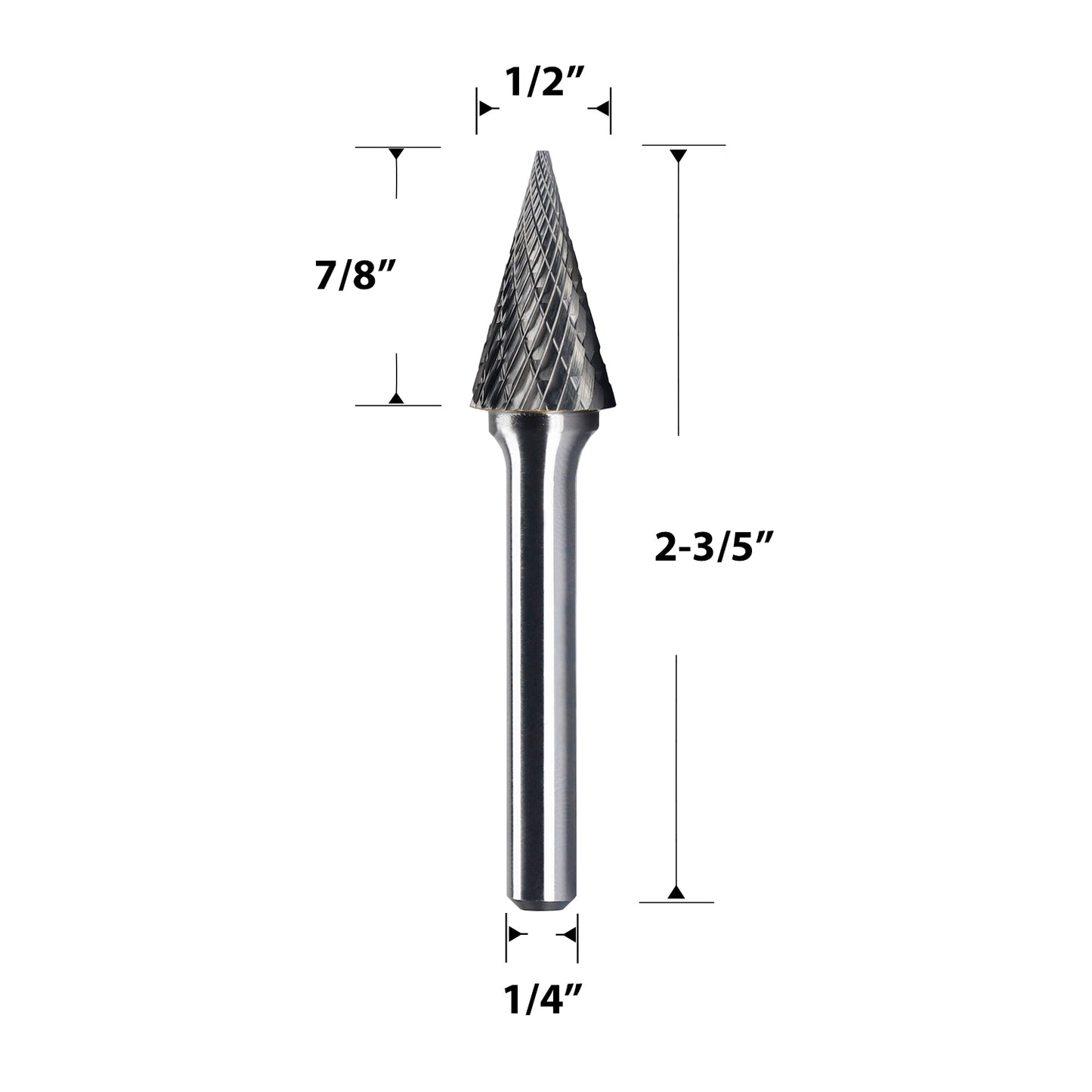 SM-5 Tungsten Carbide Burr  Cone Shape 1/4 inch ( 6.35 mm) Shank Rotary Burr File