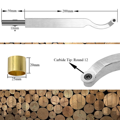 Woodturning Tool Slight Curve Swan Neck Hollower with Ci3 12 mm Round Carbide Tipped Knife