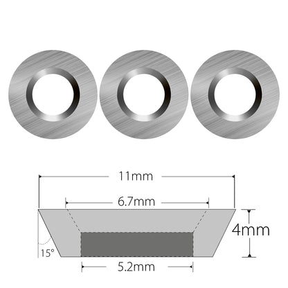 Woodturning Tungsten Carbide Inserts Blade 11x4mm-15° Round Shape Replacement Cutters Reversible Knives for EWT Finisher Woodturning Lathe Tools