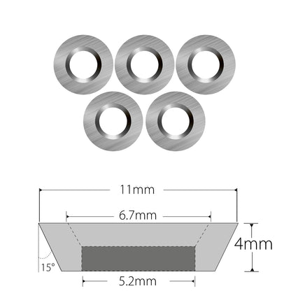 Woodturning Tungsten Carbide Inserts Blade 11x4mm-15° Round Shape Replacement Cutters Reversible Knives for EWT Finisher Woodturning Lathe Tools