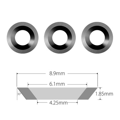 the size of 8.9 x 1.85 mm round carbide insert