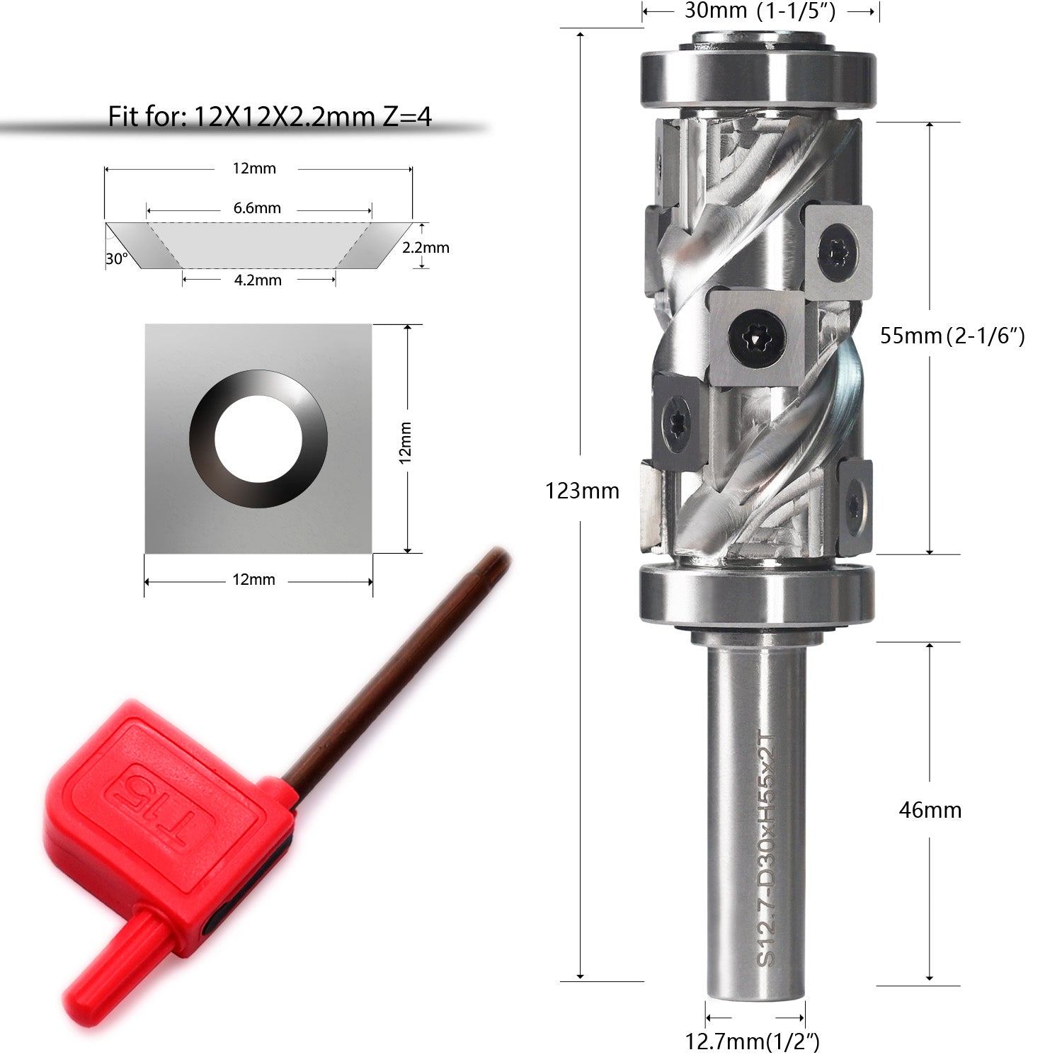 yeptooling double bearing flush trim router bit milling cutter for woodworking trimming, 1/2 inch shank diameter, 1-1/5 inch cutting diameter, 2-1/6 inch cutting length, 4-4/5 inch overall length 