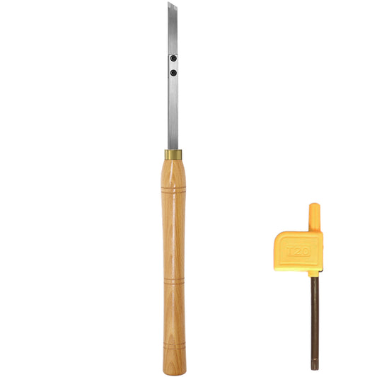 Woodturning Parting Tool Carbide Tipped Grooving Lathe Tool with Solid Wooden Handle 400mm
