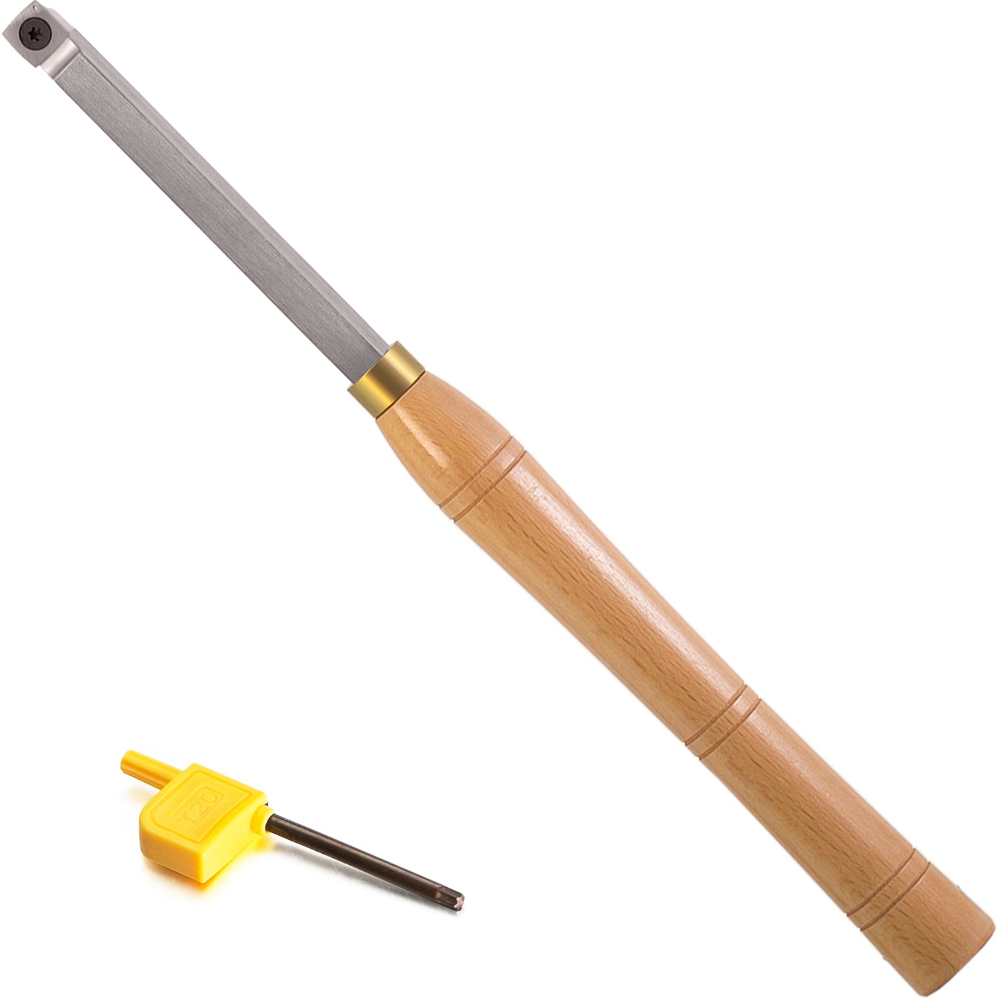Woodturning Mid Rougher Carbide Tipped 15mm Square Radius Carbide Insert Lathe Tool Bar with Solid Wooden Handle 400mm