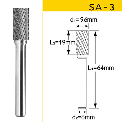 SA-3 Cylinder Shape Carbide Burr 1/4 inch ( 6.35 mm) Shank Diameter Rotary File