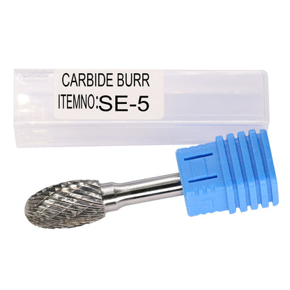 SE-5 Tungsten Carbide Burr Oval Shape 1/4 inch ( 6.35 mm) Shank Diameter Rotary Burr File