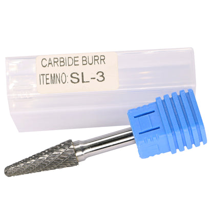 SL-3 Tungsten Carbide Burr 1/4 inch ( 6.35 mm) Shank Diameter Ball Nose Cone Shape Rotary File
