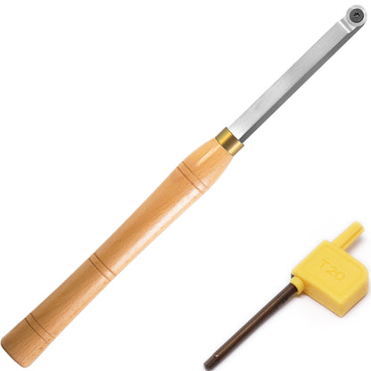Woodturning Finisher Carbide Tipped Ci0 16mm Round Tungsten Carbide Insert Wood Turning Lathe Tool Bar with Solid Wooden Handle 400mm