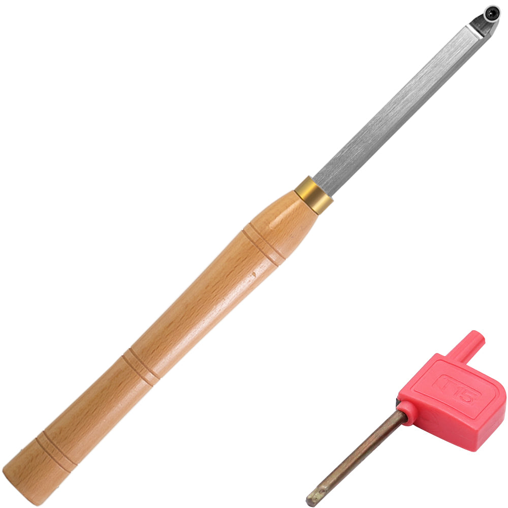 Woodturning Finisher Carbide Tipped 8.9mm Round Ci5 Carbide Insert  Wood Turning Lathe Tool Bar with Solid Wooden Handle 400mm